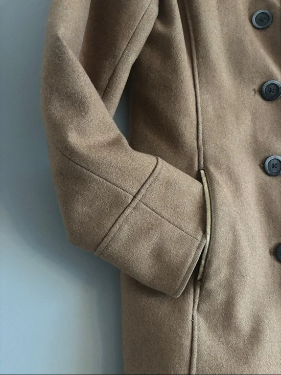 Women's Camel Wool-Blend Button Front Coat - Picture 2 of 4